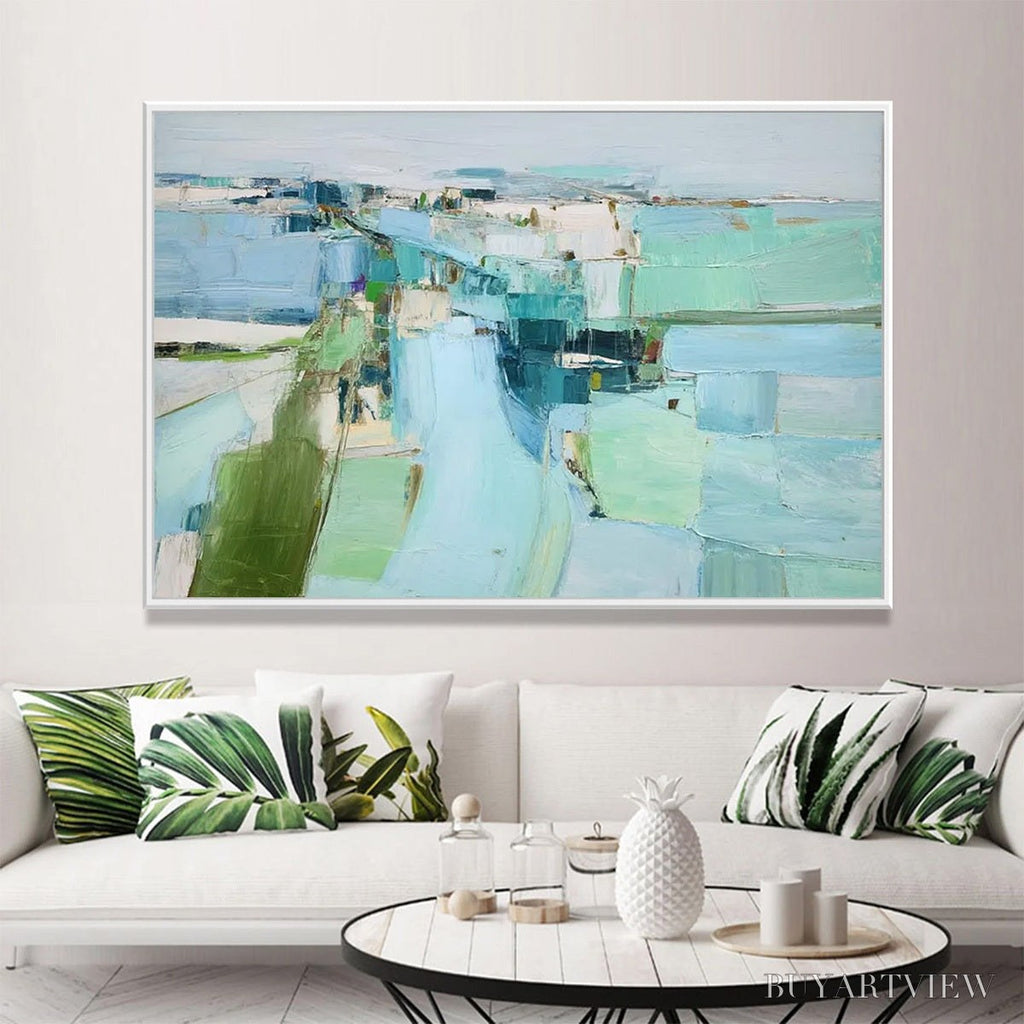 ARTOVITAS Azure Dream – Textured Abstract Landscape Oil Painting - image 5