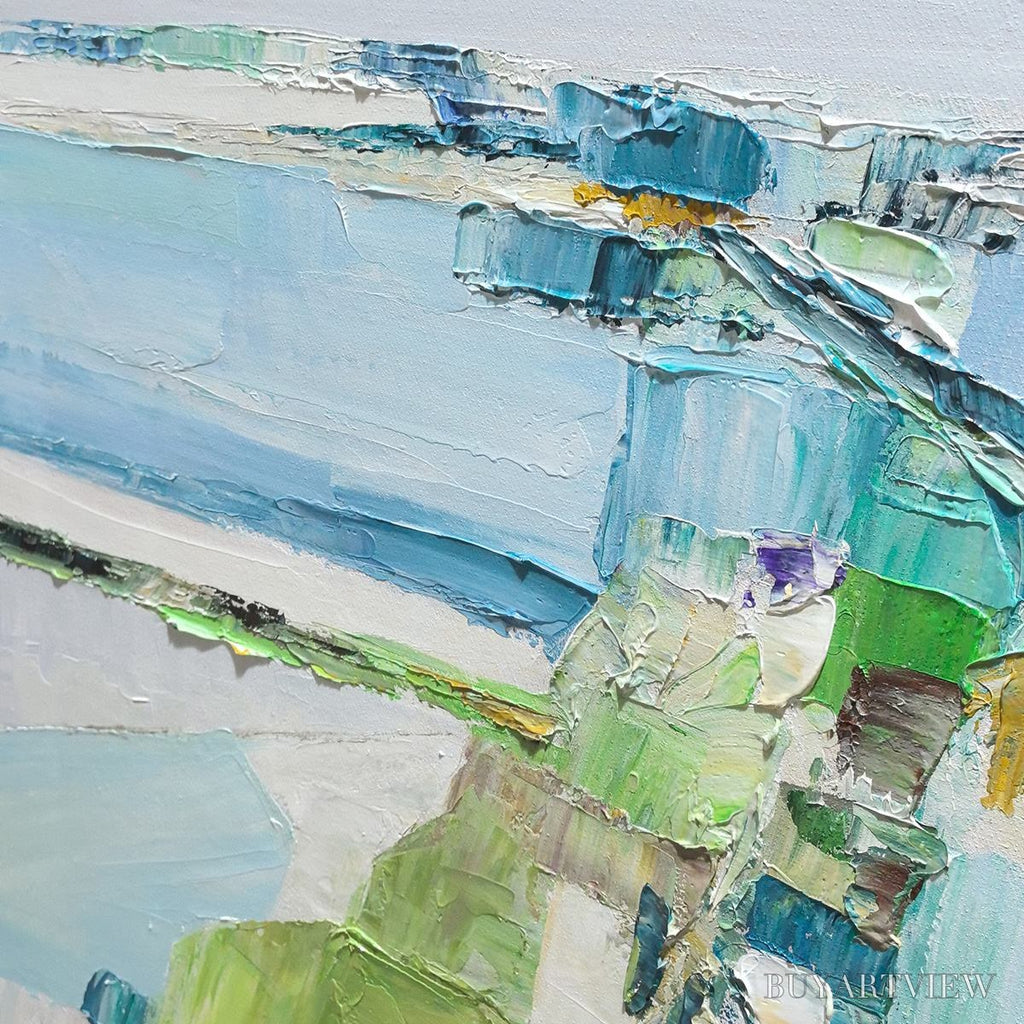 ARTOVITAS Azure Dream – Textured Abstract Landscape Oil Painting - image 6