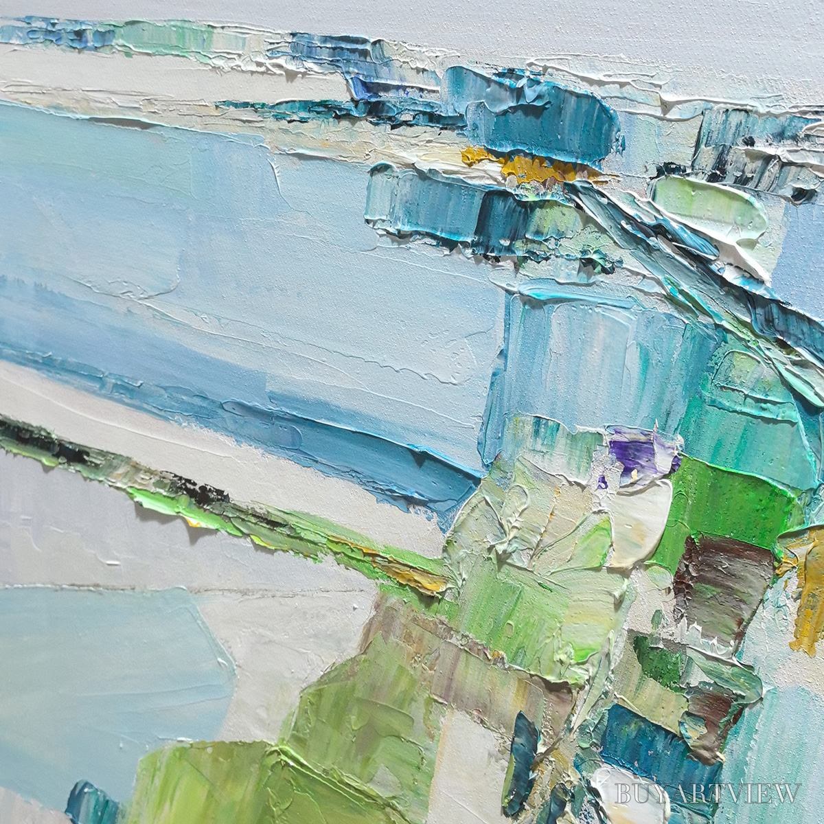 ARTOVITAS Azure Dream – Textured Abstract Landscape Oil Painting - image 6