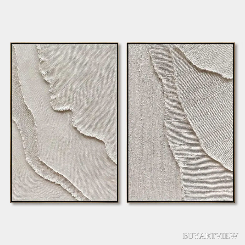 ARTOVITAS Etched in Stone – Textured Minimalist Abstract Diptych - image 1