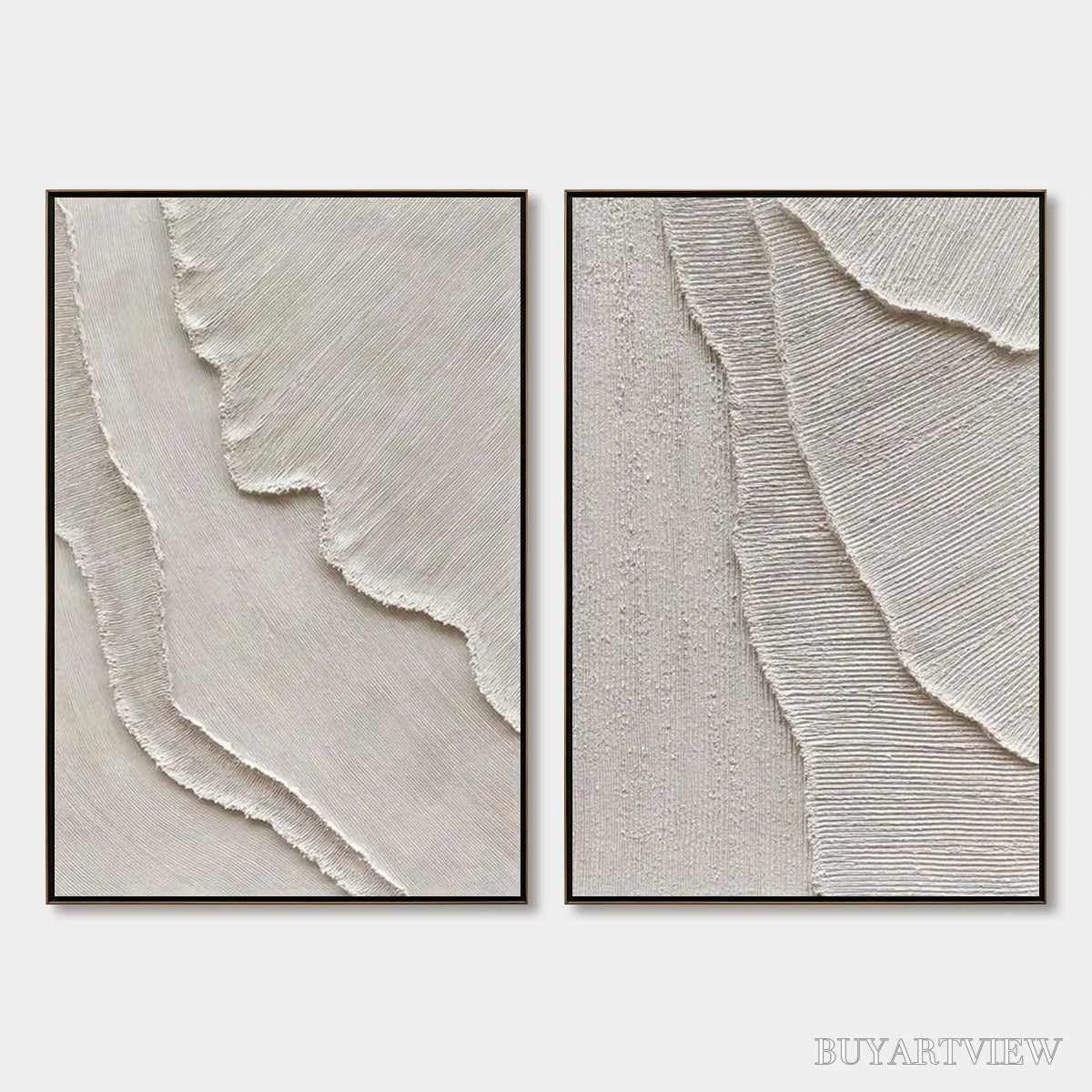 ARTOVITAS Etched in Stone – Textured Minimalist Abstract Diptych - image 1