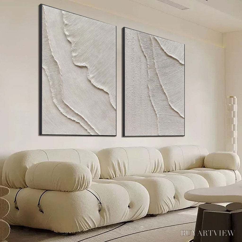ARTOVITAS Etched in Stone – Textured Minimalist Abstract Diptych - image 4