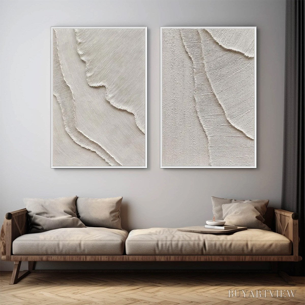 ARTOVITAS Etched in Stone – Textured Minimalist Abstract Diptych - image 5