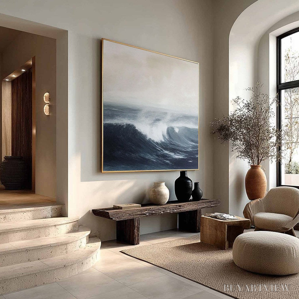 ARTOVITAS Ocean'S Embrace – Atmospheric Coastal Seascape Oil Painting - image 4