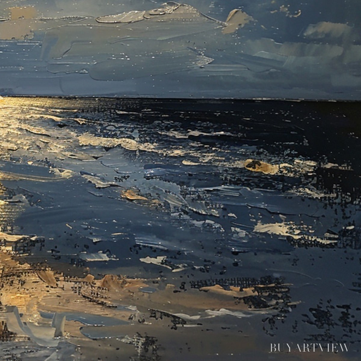 ARTOVITAS Moonlit Serenity – Impressionist Coastal Night Oil Painting - image 5