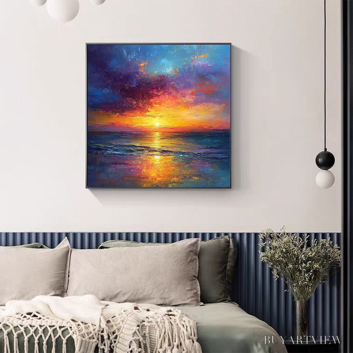 ARTOVITAS Golden Hour – Vibrant Sunset Seascape Oil Painting - image 6