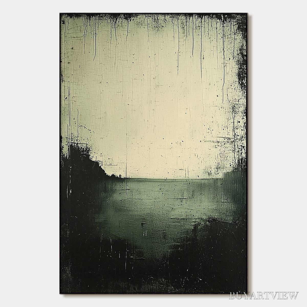 ARTOVITAS Emerald Mist – Textured Wabi-Sabi Seascape Oil Painting - image 1