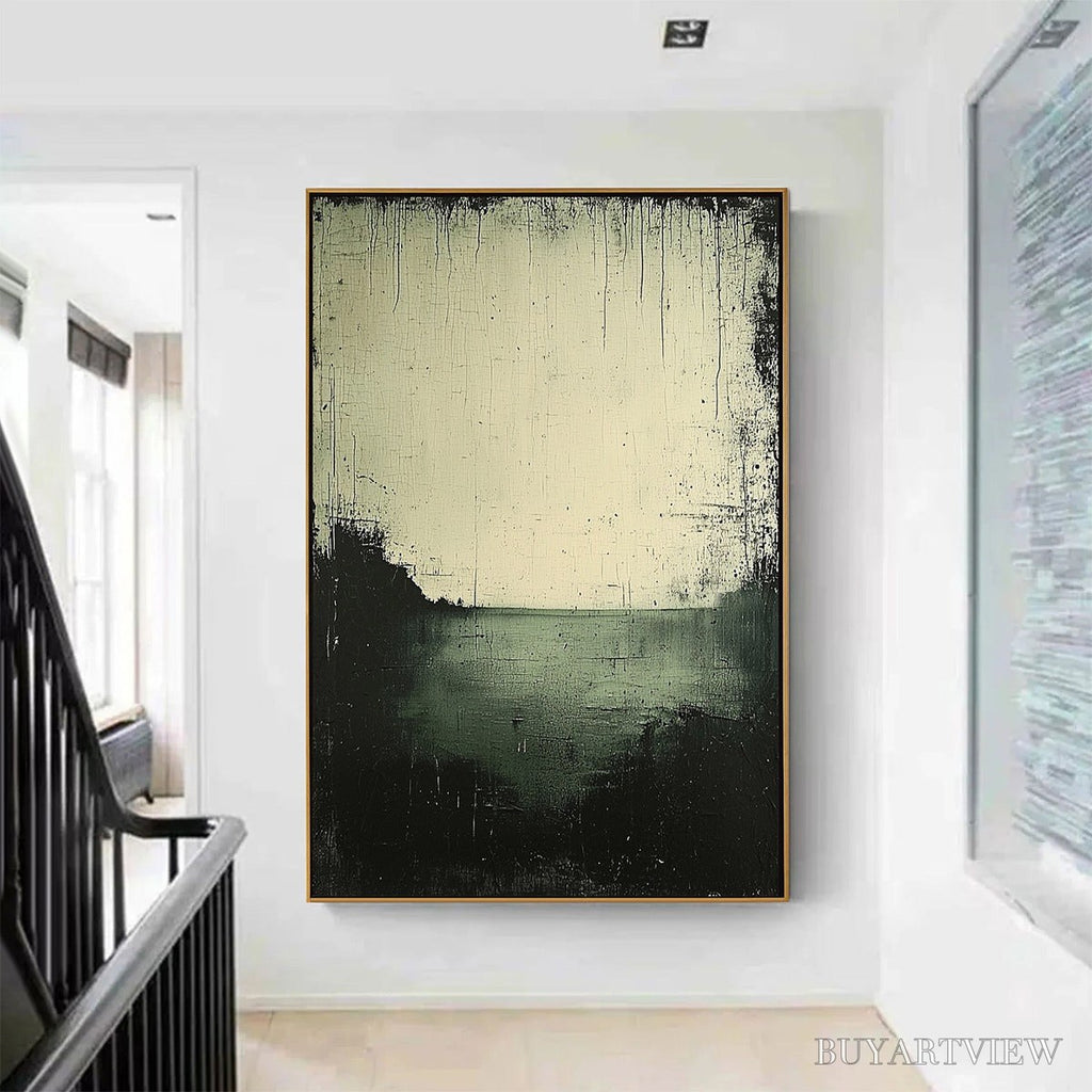 ARTOVITAS Emerald Mist – Textured Wabi-Sabi Seascape Oil Painting - image 2