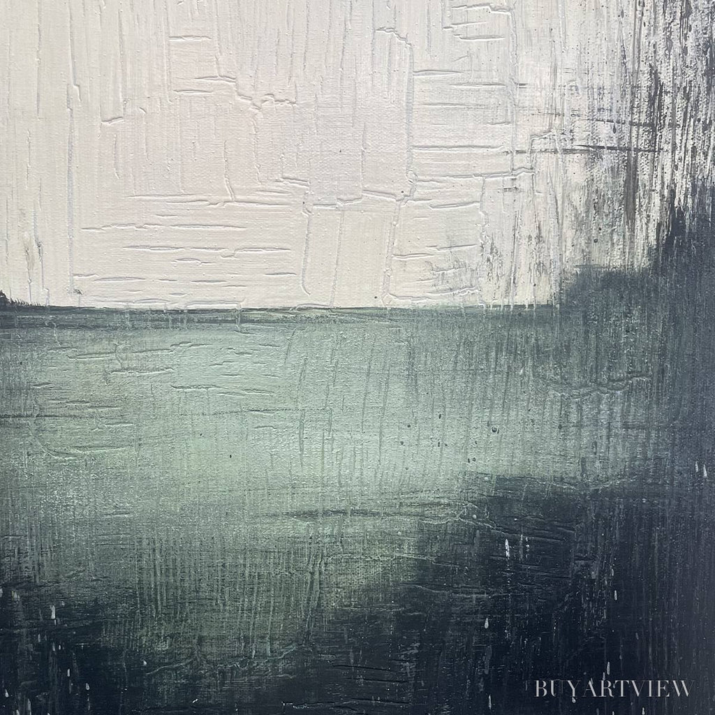 ARTOVITAS Emerald Mist – Textured Wabi-Sabi Seascape Oil Painting - image 3