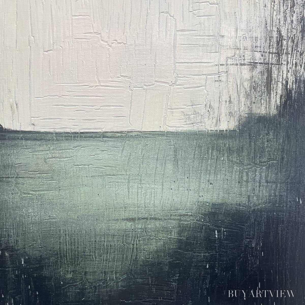 ARTOVITAS Emerald Mist – Textured Wabi-Sabi Seascape Oil Painting - image 3