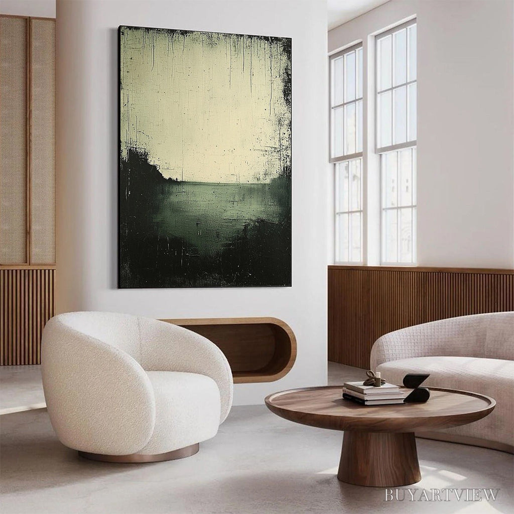 ARTOVITAS Emerald Mist – Textured Wabi-Sabi Seascape Oil Painting - image 4