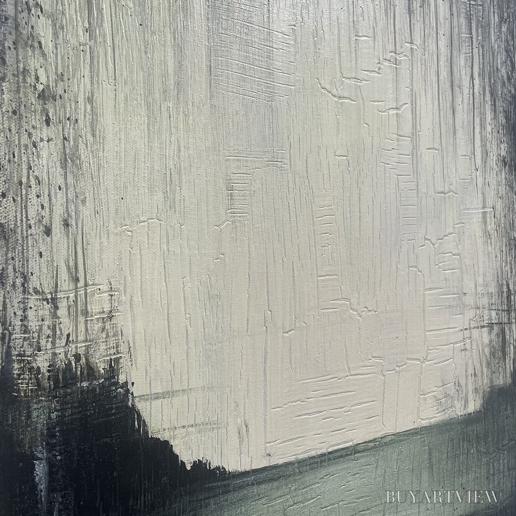 ARTOVITAS Emerald Mist – Textured Wabi-Sabi Seascape Oil Painting - image 5