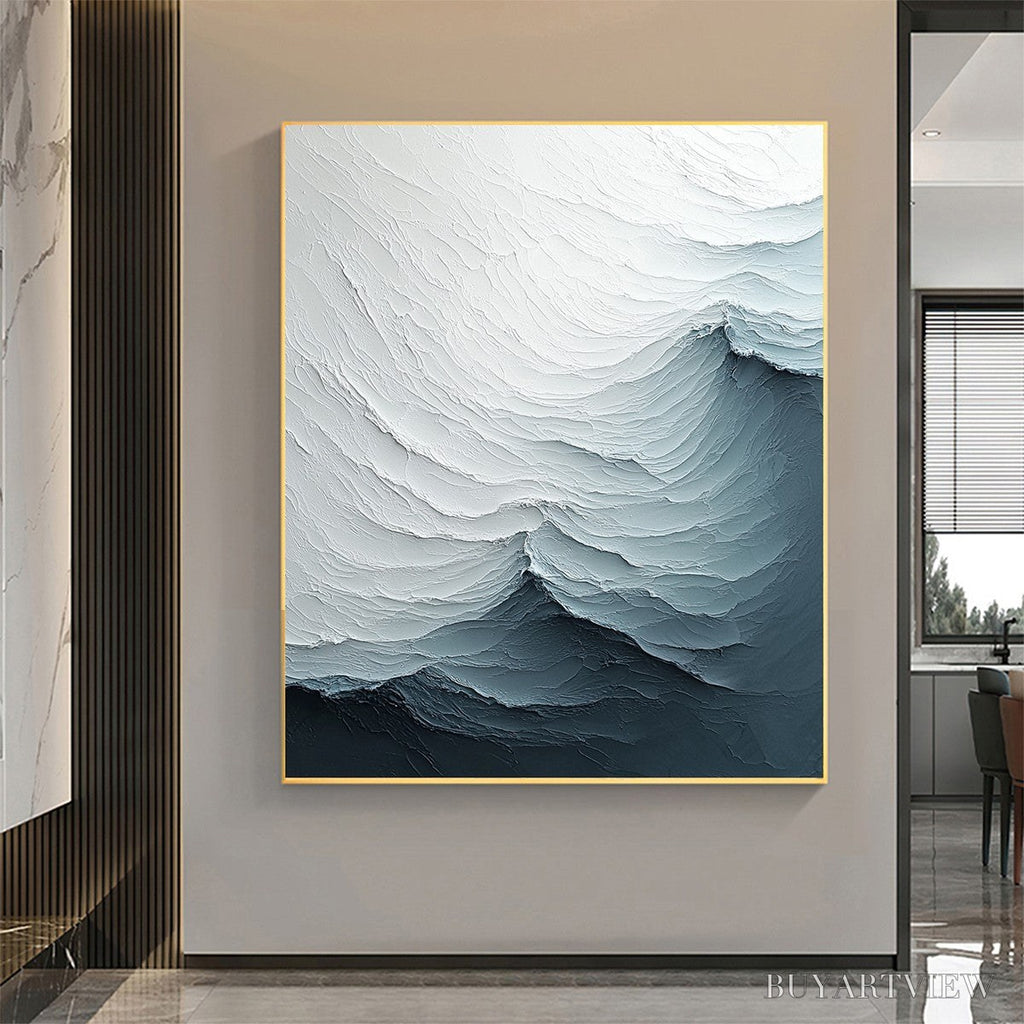 ARTOVITAS Frozen Tide – Textured Monochromatic Oil Painting - image 2