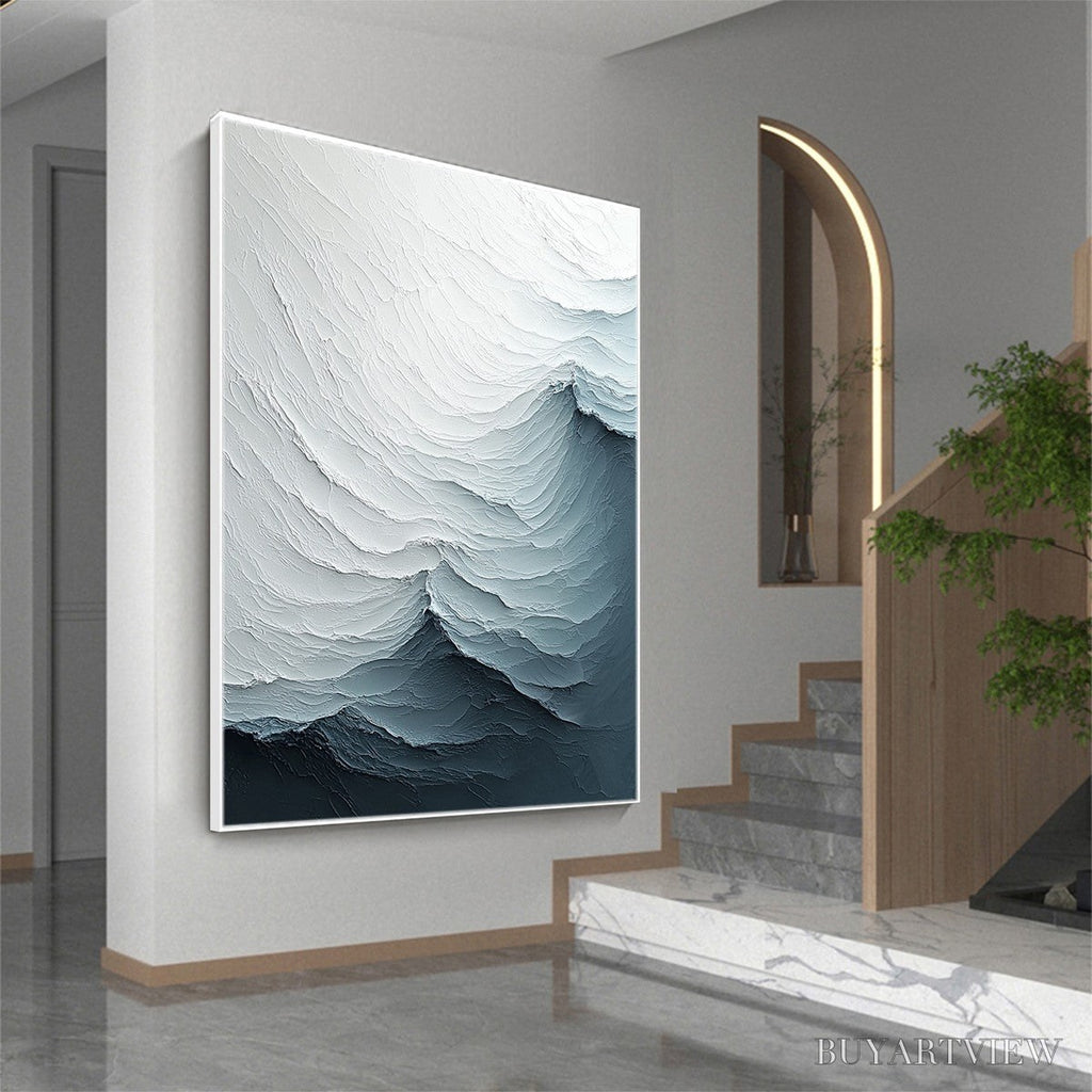 ARTOVITAS Frozen Tide – Textured Monochromatic Oil Painting - image 3