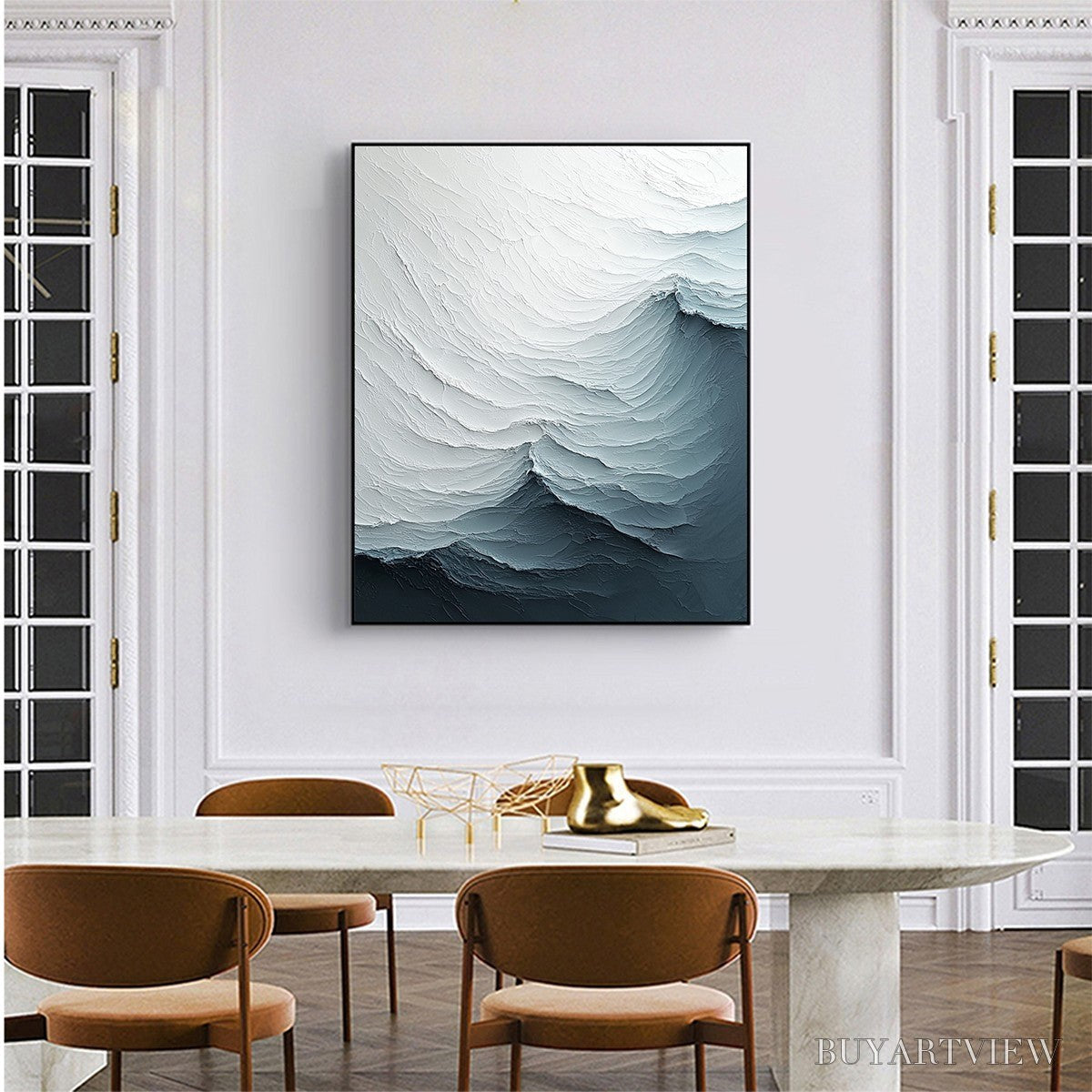 ARTOVITAS Frozen Tide – Textured Monochromatic Oil Painting - image 4