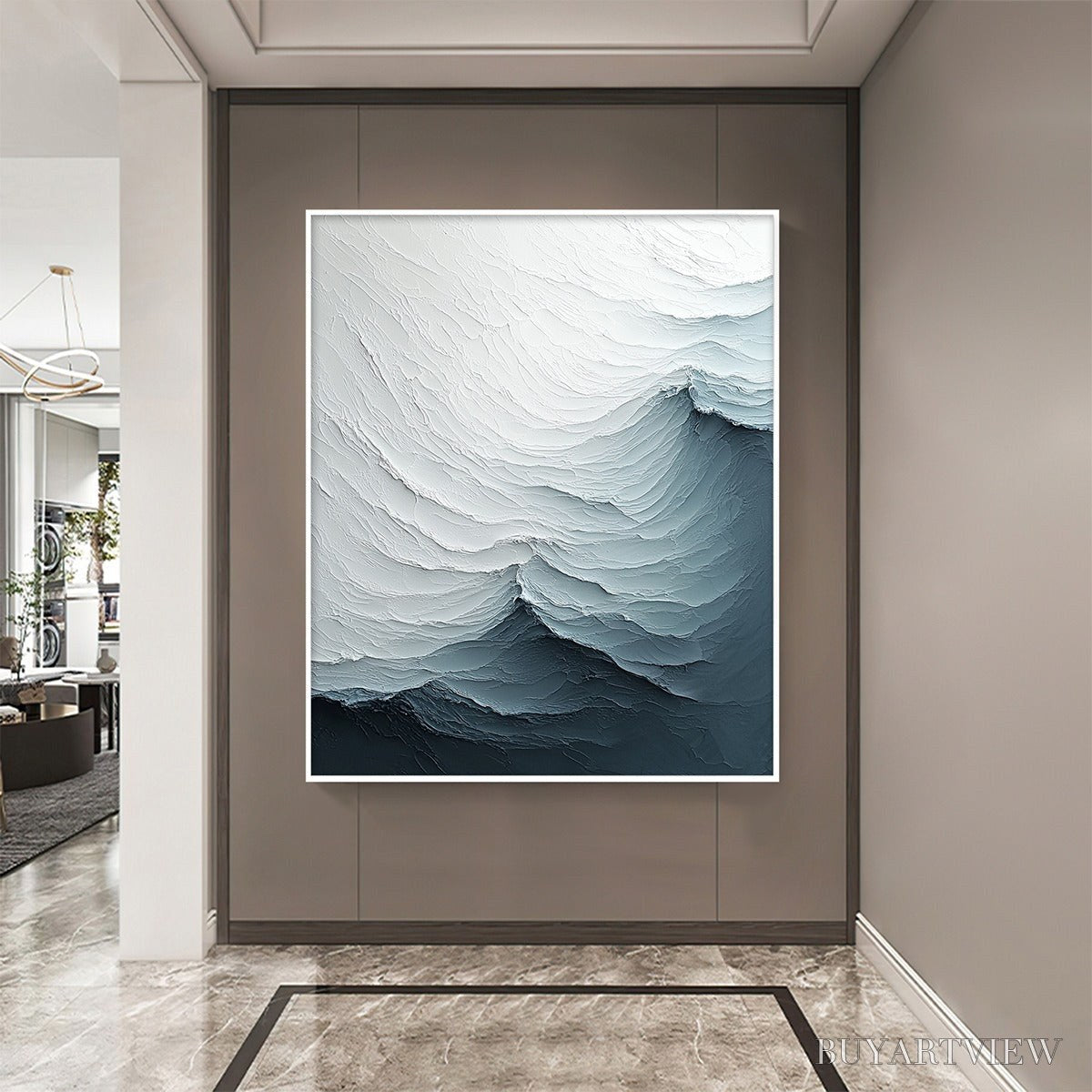 ARTOVITAS Frozen Tide – Textured Monochromatic Oil Painting - image 5