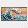 ARTOVITAS Sunset Surge – Textured Impasto Ocean Wave Oil Painting - image 1