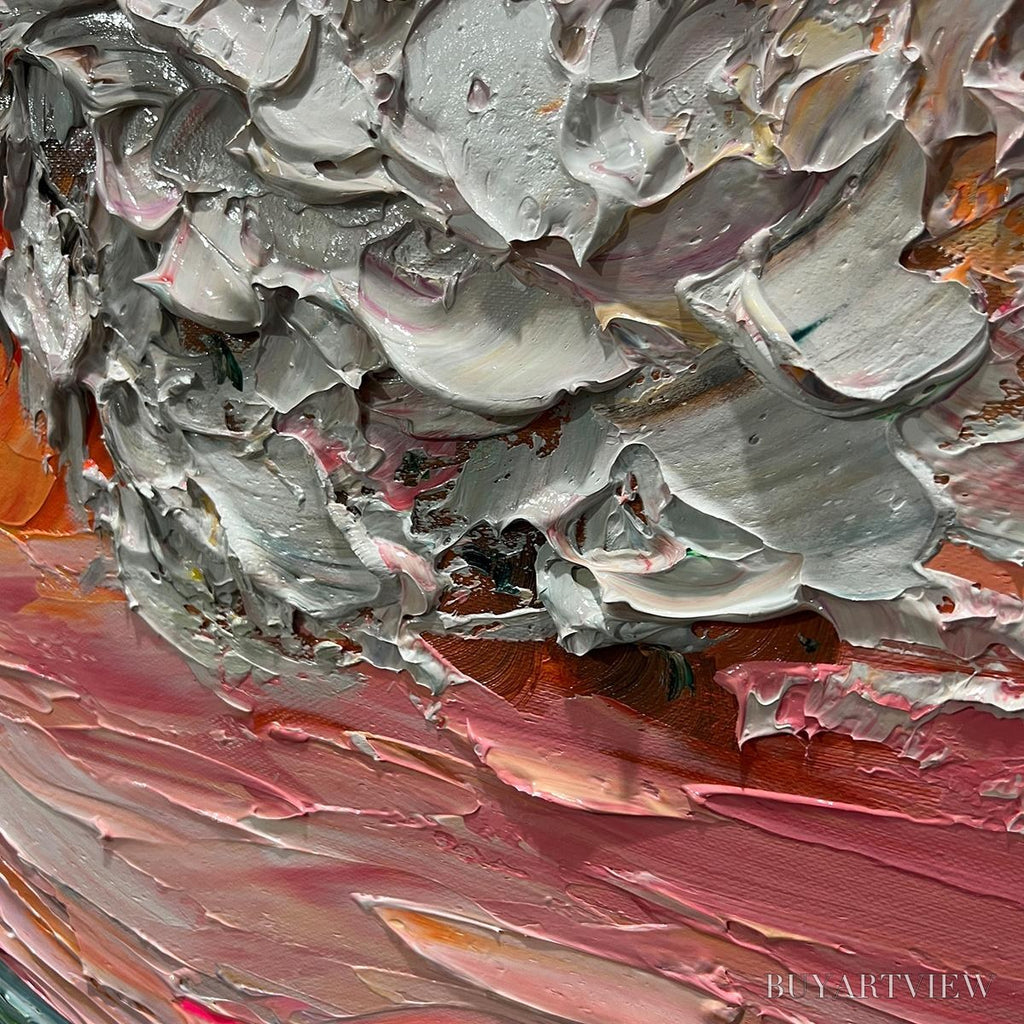 ARTOVITAS Sunset Surge – Textured Impasto Ocean Wave Oil Painting - image 3