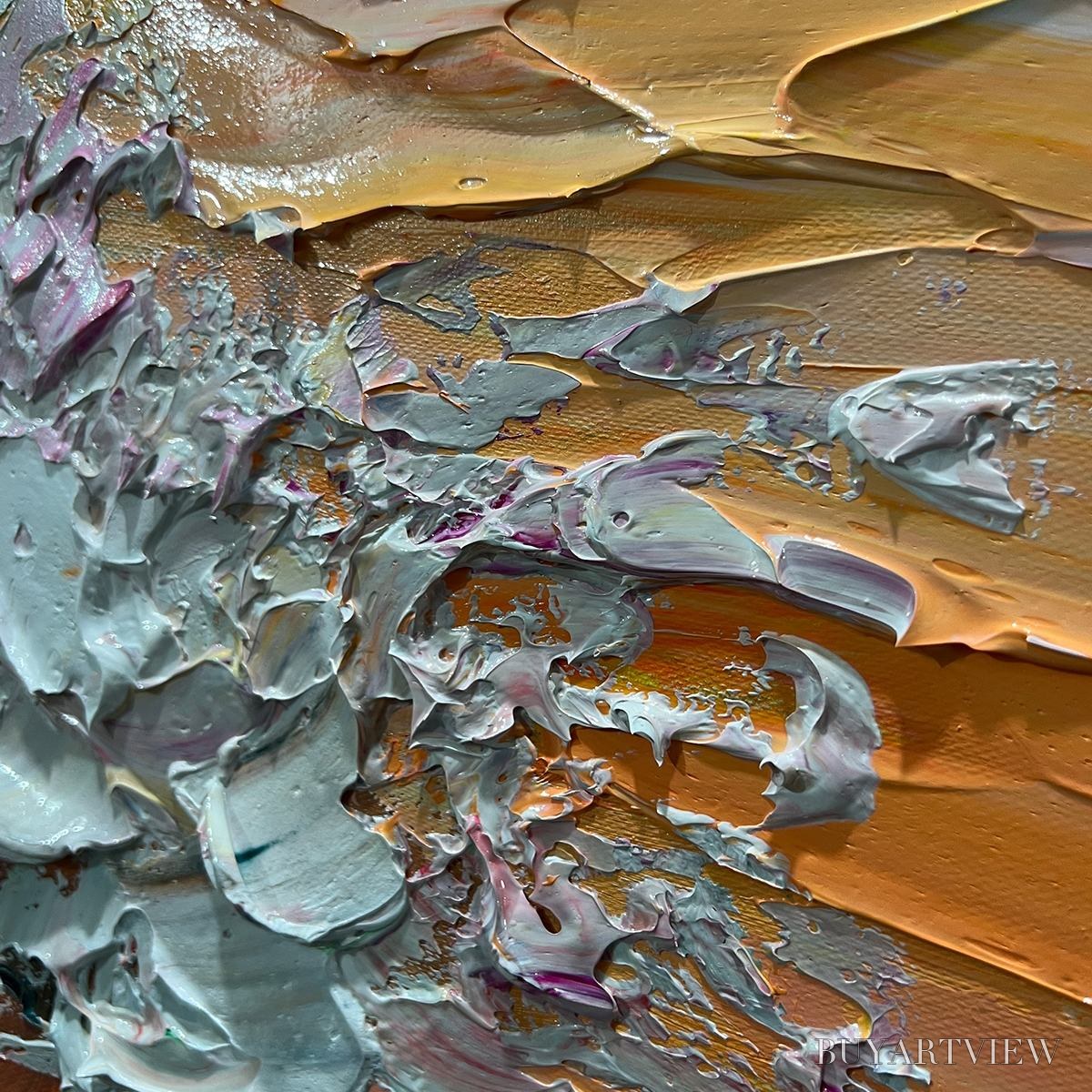 ARTOVITAS Sunset Surge – Textured Impasto Ocean Wave Oil Painting - image 5