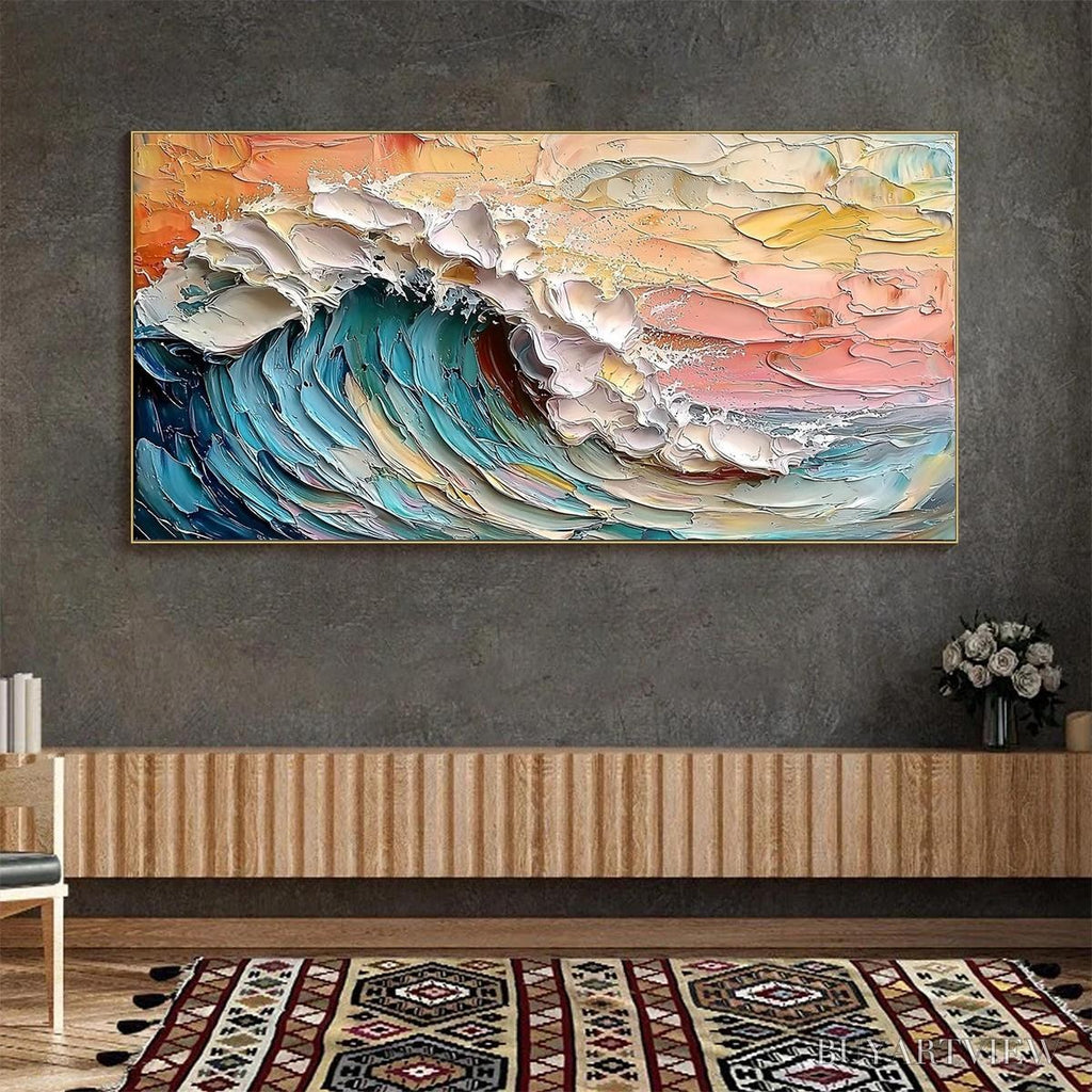 ARTOVITAS Ocean'S Embrace – Textured Impasto Ocean Wave Oil Painting - image 2