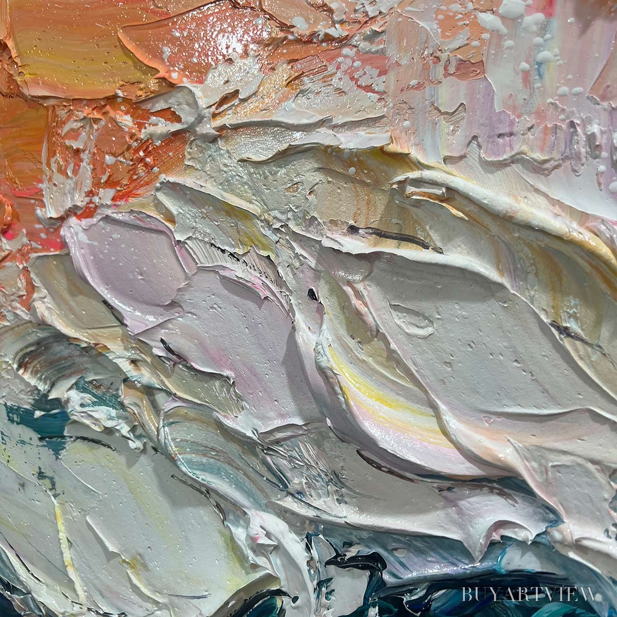 ARTOVITAS Ocean'S Embrace – Textured Impasto Ocean Wave Oil Painting - image 3
