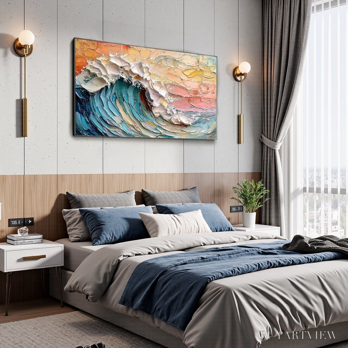 ARTOVITAS Ocean'S Embrace – Textured Impasto Ocean Wave Oil Painting - image 4