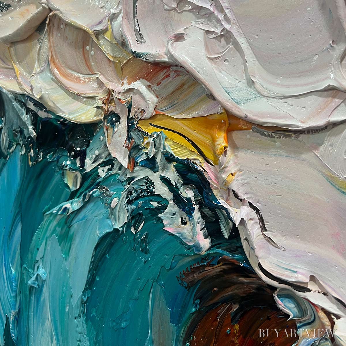 ARTOVITAS Ocean'S Embrace – Textured Impasto Ocean Wave Oil Painting - image 5