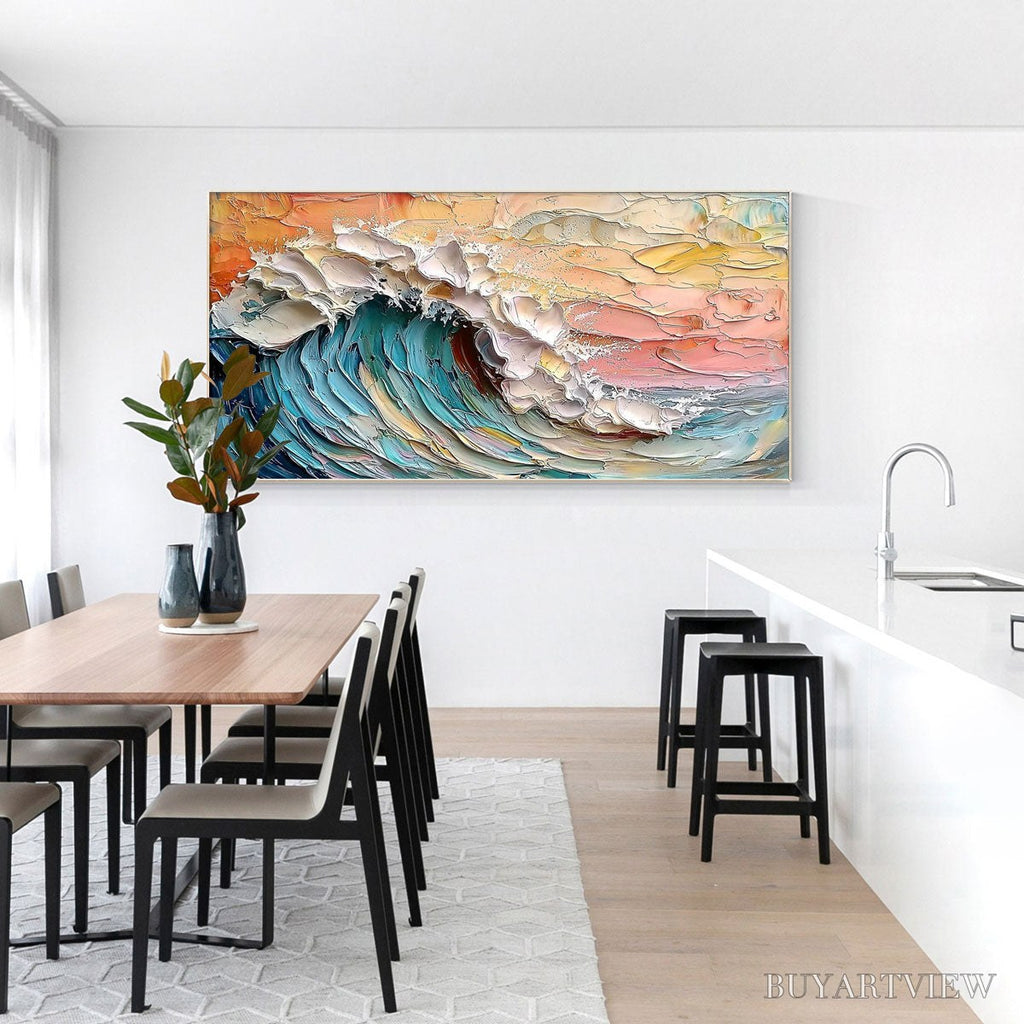 ARTOVITAS Ocean'S Embrace – Textured Impasto Ocean Wave Oil Painting - image 6