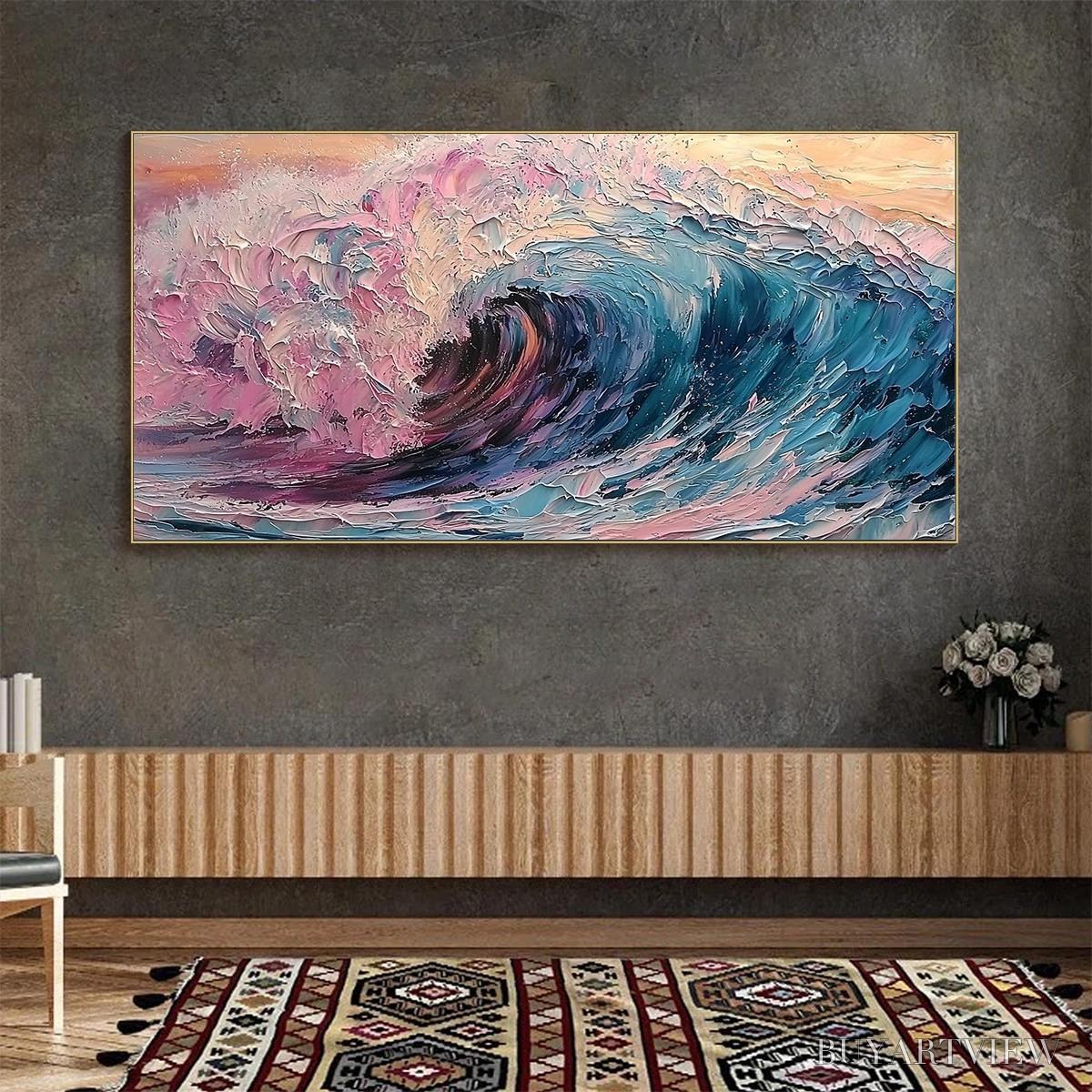 ARTOVITAS Crystal Crest – Textured Impasto Ocean Wave Oil Painting - image 2