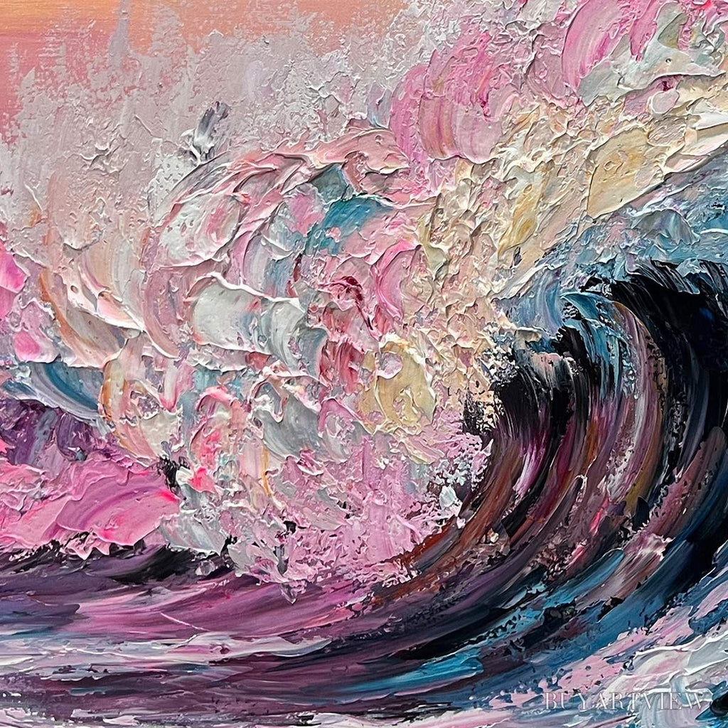 ARTOVITAS Crystal Crest – Textured Impasto Ocean Wave Oil Painting - image 3