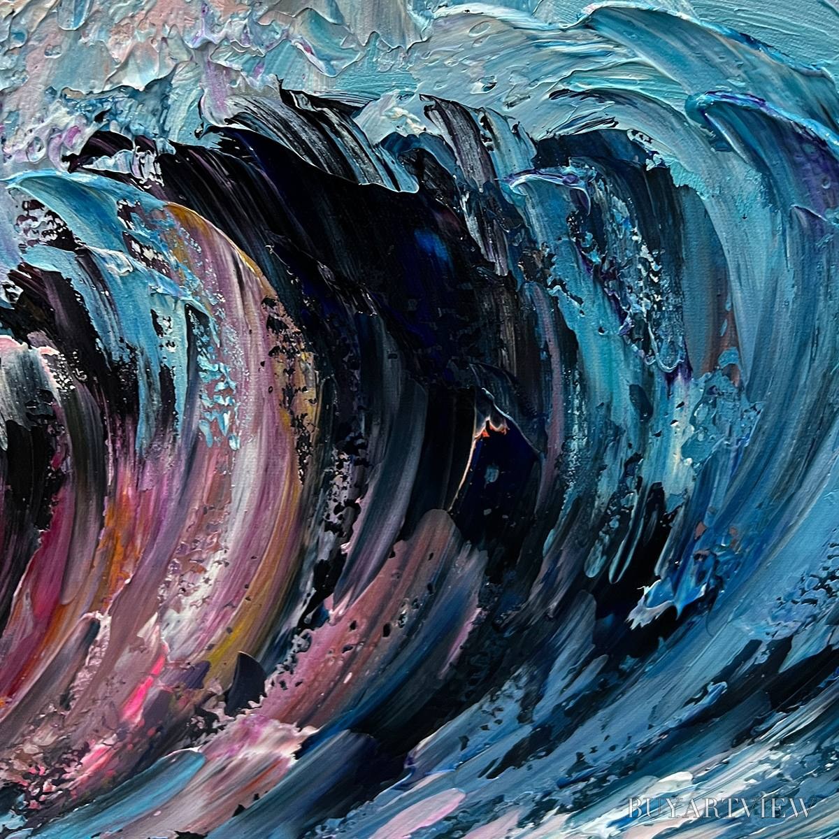 ARTOVITAS Crystal Crest – Textured Impasto Ocean Wave Oil Painting - image 5