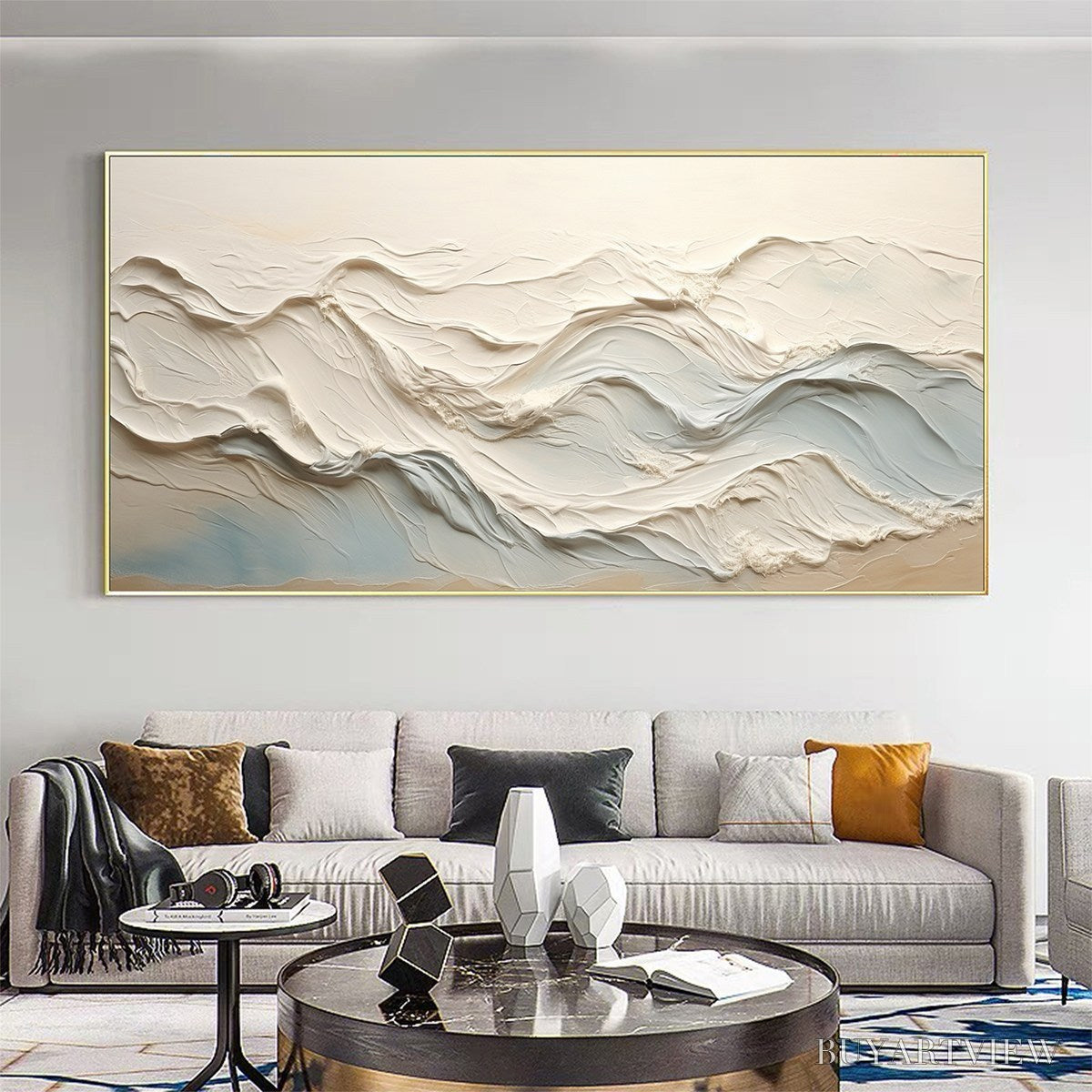 ARTOVITAS Ocean Echoes – Textured Abstract Oil Painting - image 2