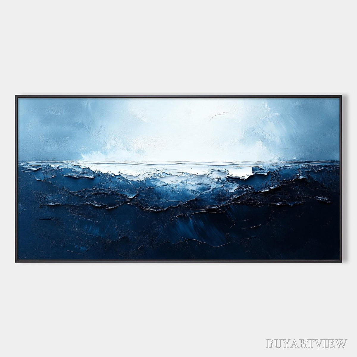 ARTOVITAS Twilight Sea – Textured Abstract Ocean Oil Painting in Blue - image 1