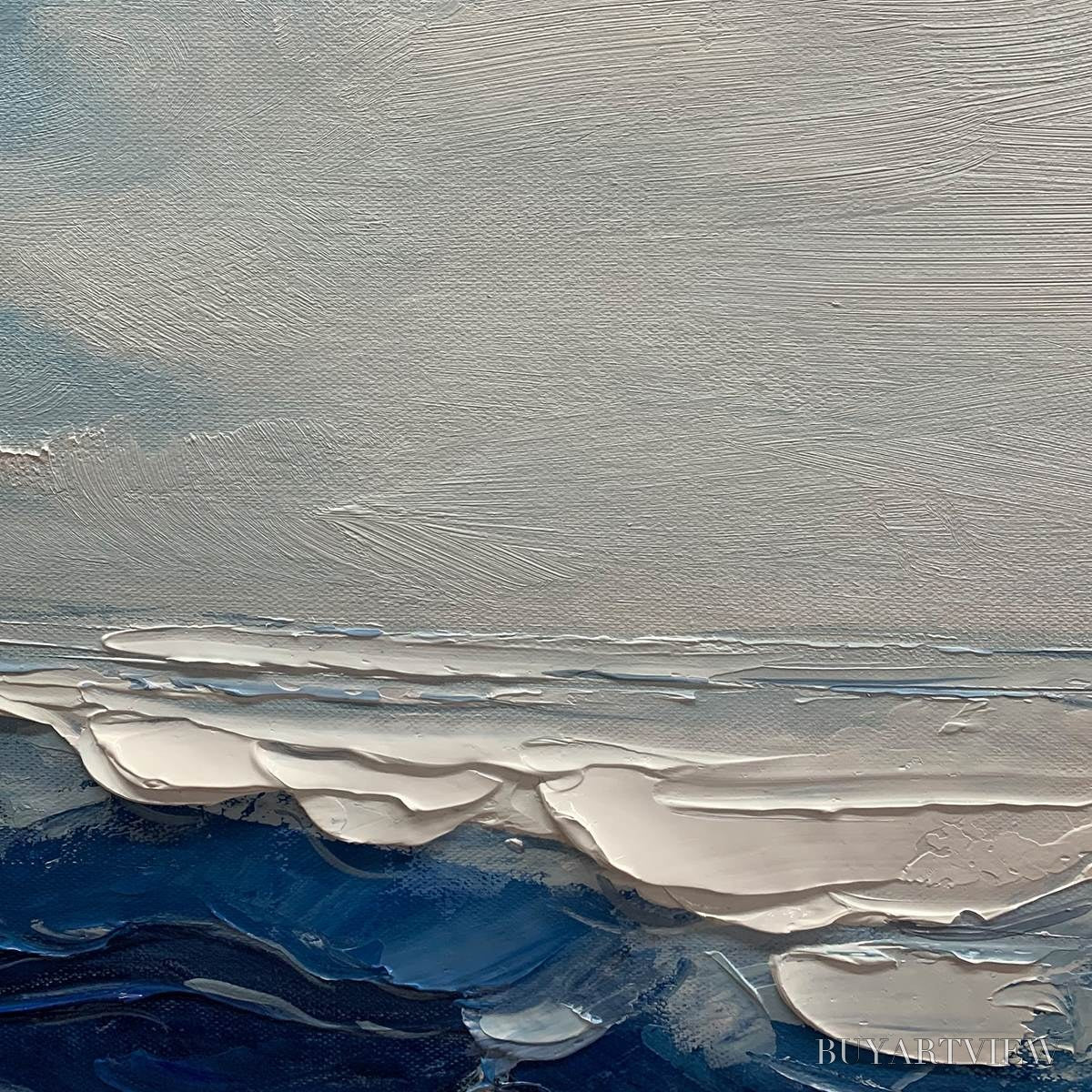 ARTOVITAS Twilight Sea – Textured Abstract Ocean Oil Painting in Blue - image 3