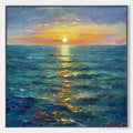 ARTOVITAS Golden Hour – Textured Sunset Seascape Oil Painting - image 1