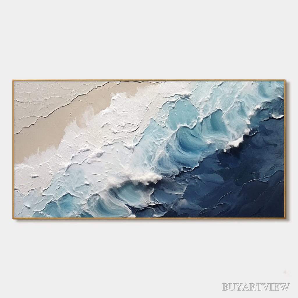 ARTOVITAS Crashing Waves – Textured Coastal Seascape Oil Painting - image 1