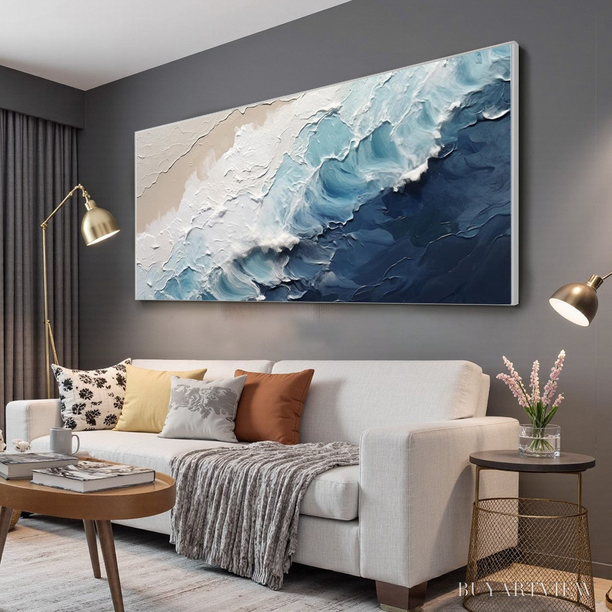ARTOVITAS Crashing Waves – Textured Coastal Seascape Oil Painting - image 4