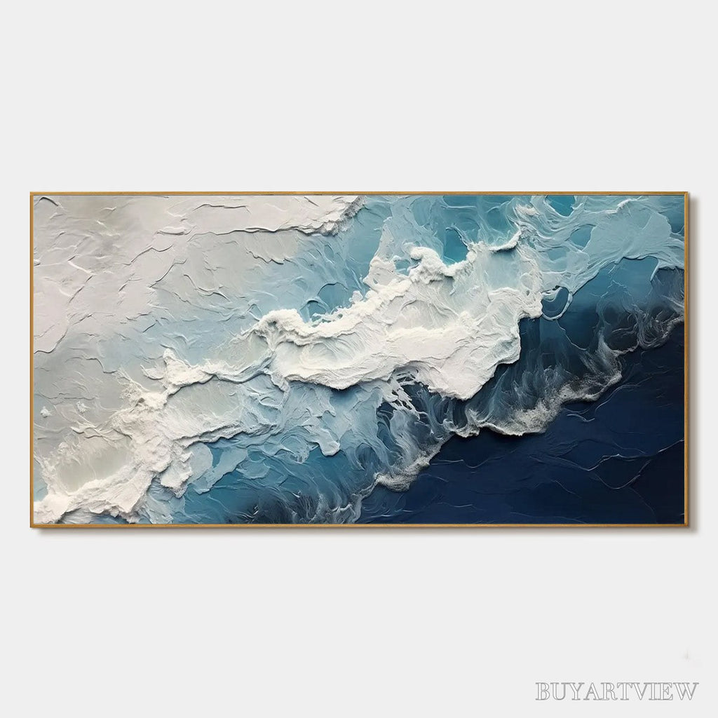 ARTOVITAS Ocean'S Embrace – Textured Abstract Seascape Oil Painting - image 1