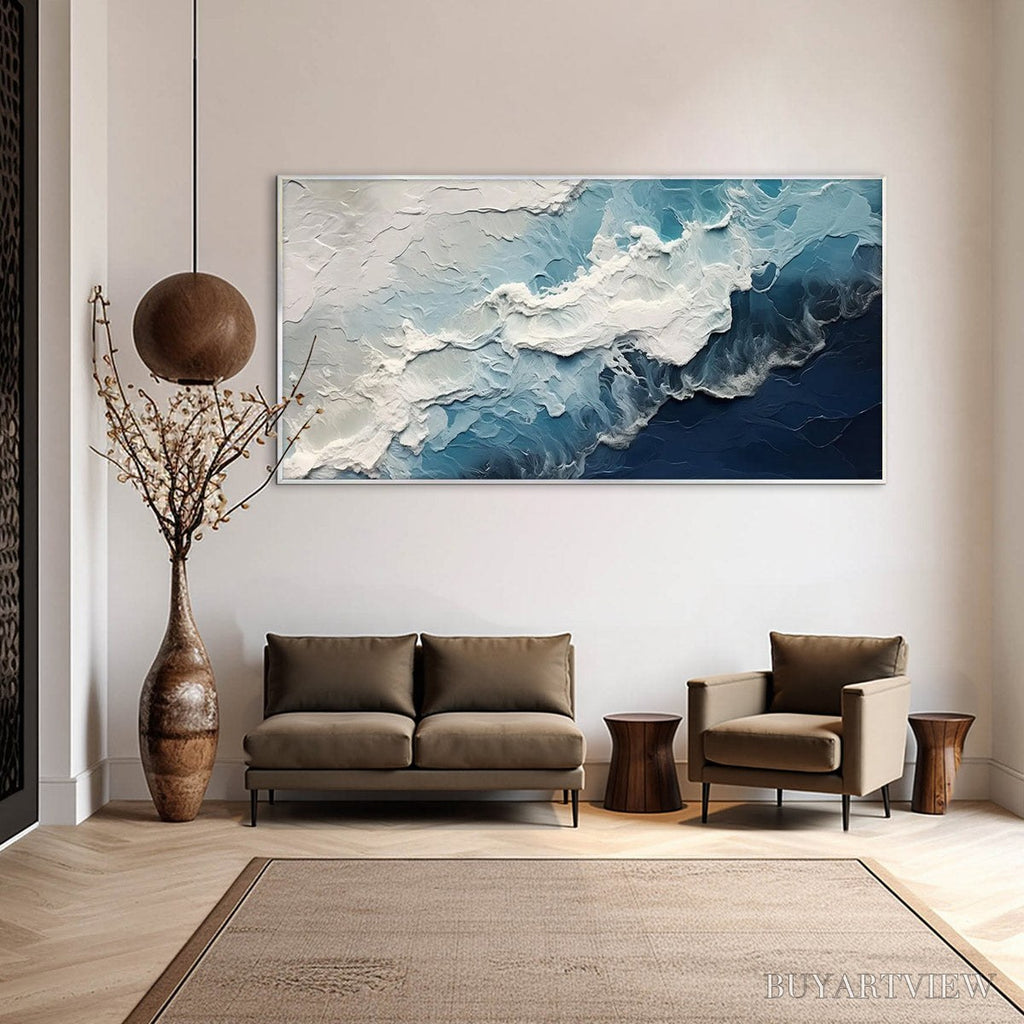 ARTOVITAS Ocean'S Embrace – Textured Abstract Seascape Oil Painting - image 4