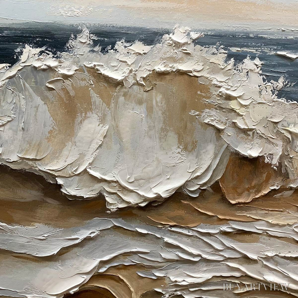 ARTOVITAS Coastal Crescendo – Heavily Textured Impasto Ocean Wave - image 3