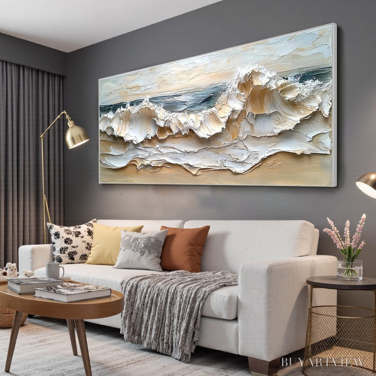 ARTOVITAS Coastal Crescendo – Heavily Textured Impasto Ocean Wave - image 4