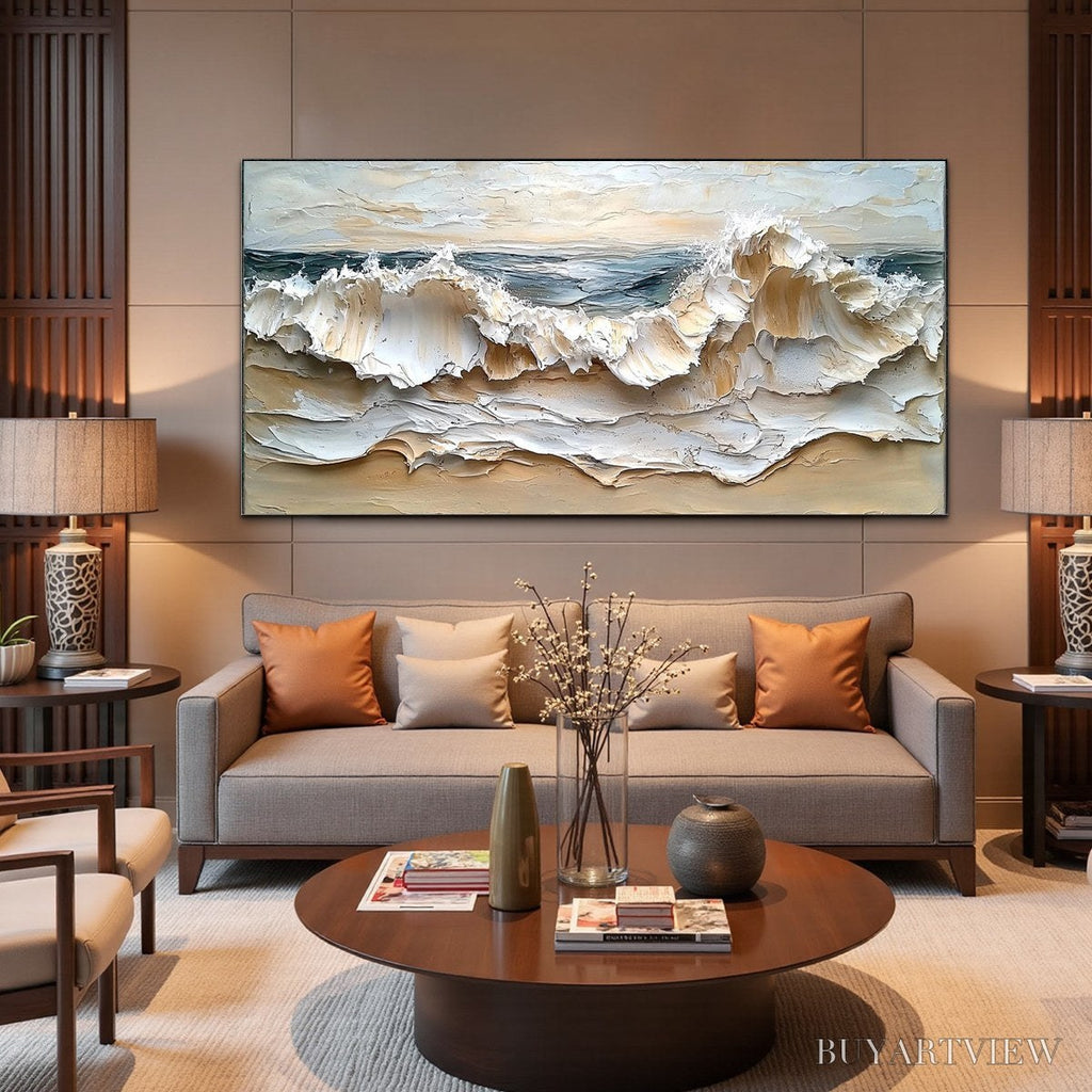 ARTOVITAS Coastal Crescendo – Heavily Textured Impasto Ocean Wave - image 6