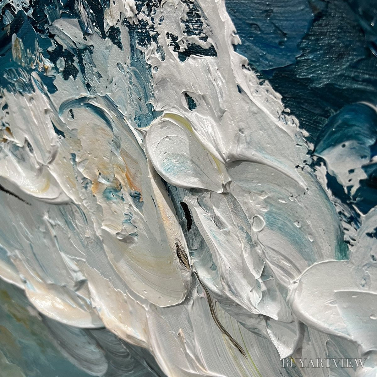 ARTOVITAS Golden Tide – Textured Impasto Ocean Wave Oil Painting - image 3