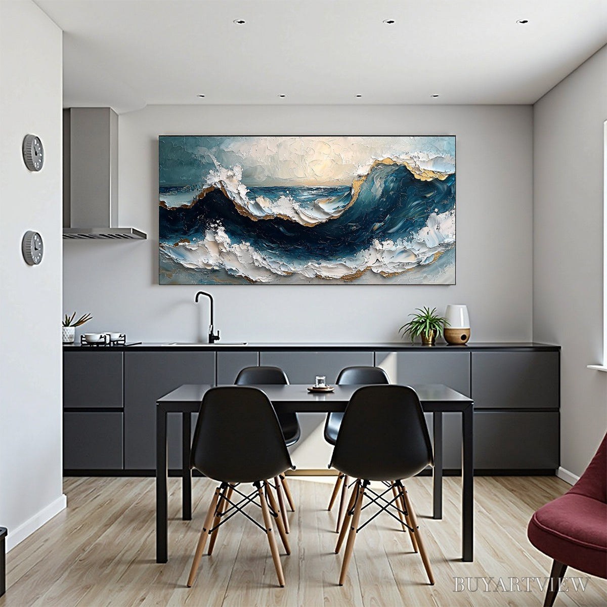 ARTOVITAS Golden Tide – Textured Impasto Ocean Wave Oil Painting - image 6