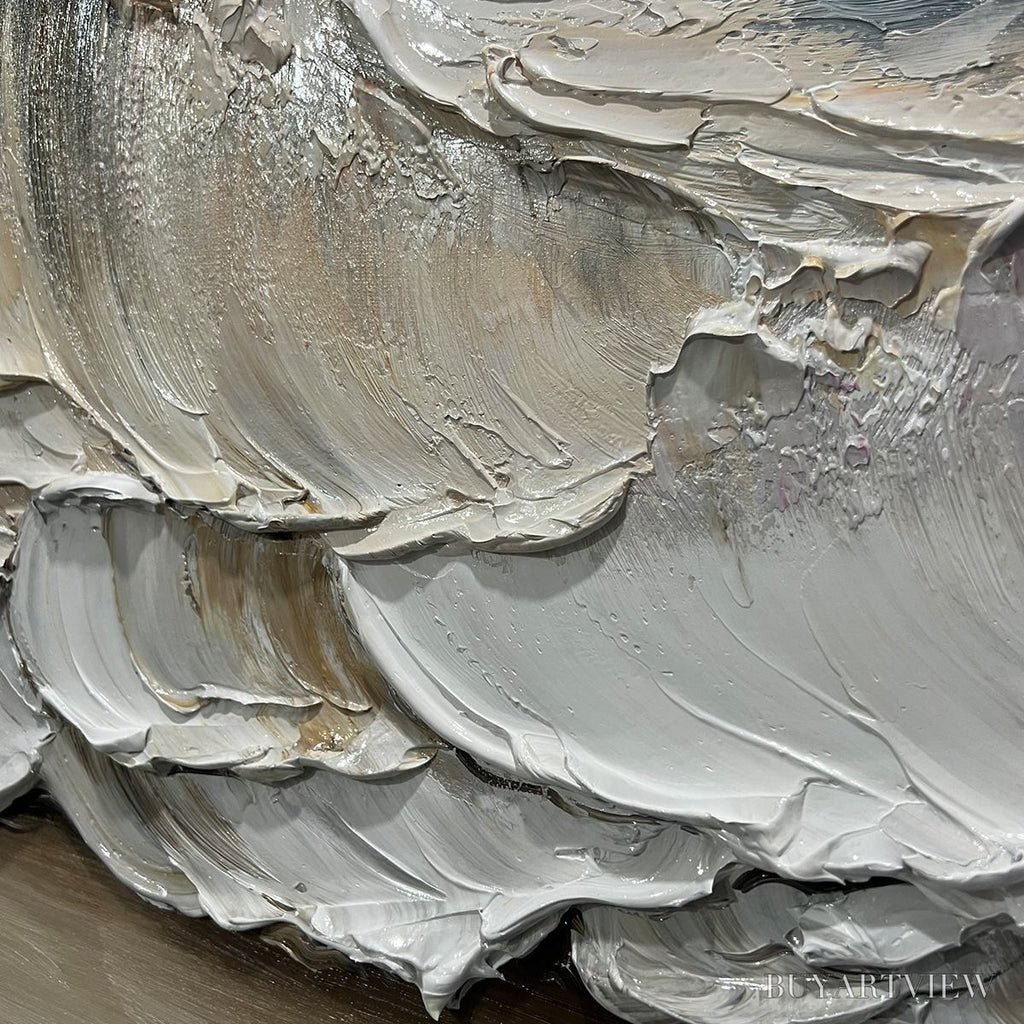 ARTOVITAS Ocean'S Embrace – Textured Impasto Coastal Wave Oil Painting - image 3