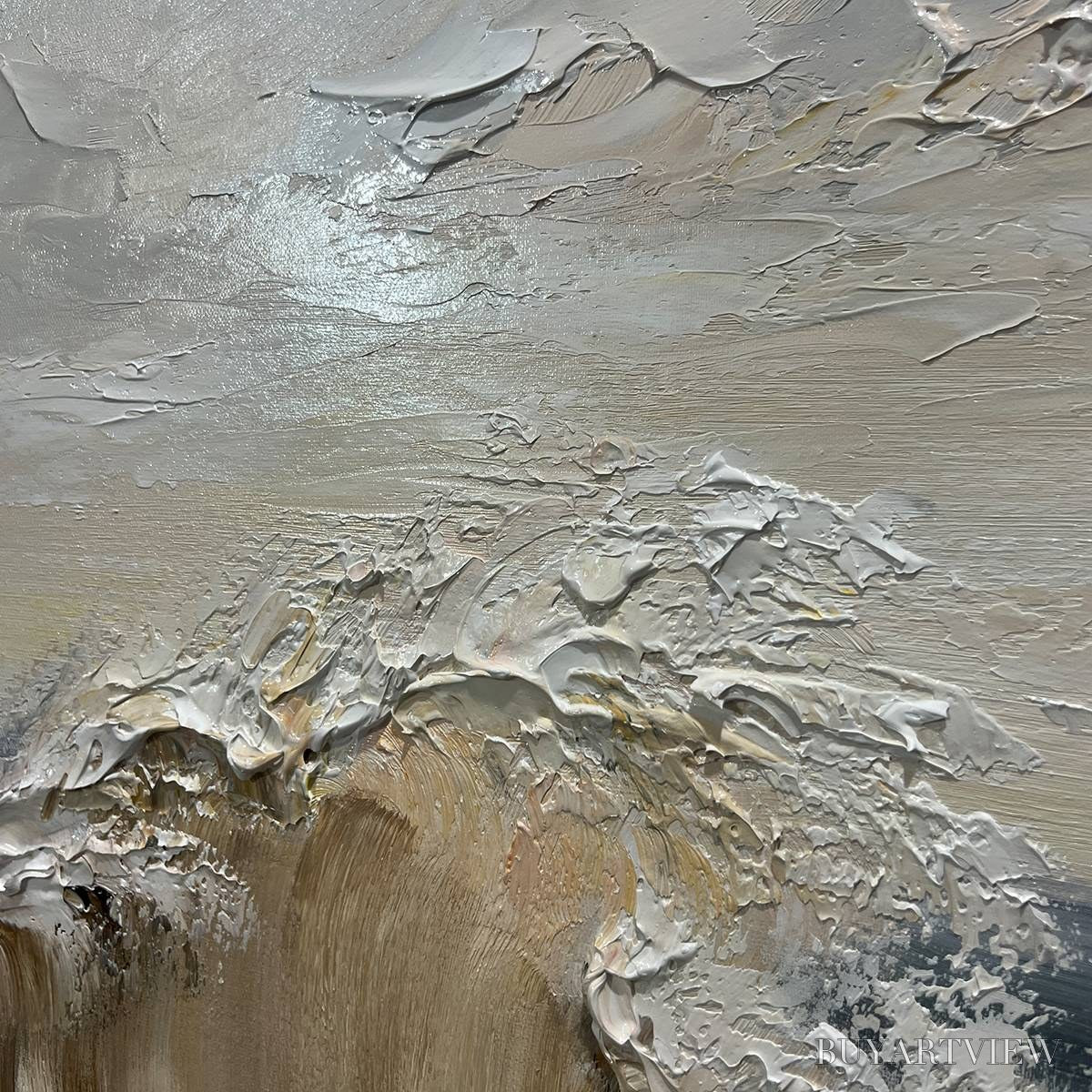 ARTOVITAS Ocean'S Embrace – Textured Impasto Coastal Wave Oil Painting - image 5