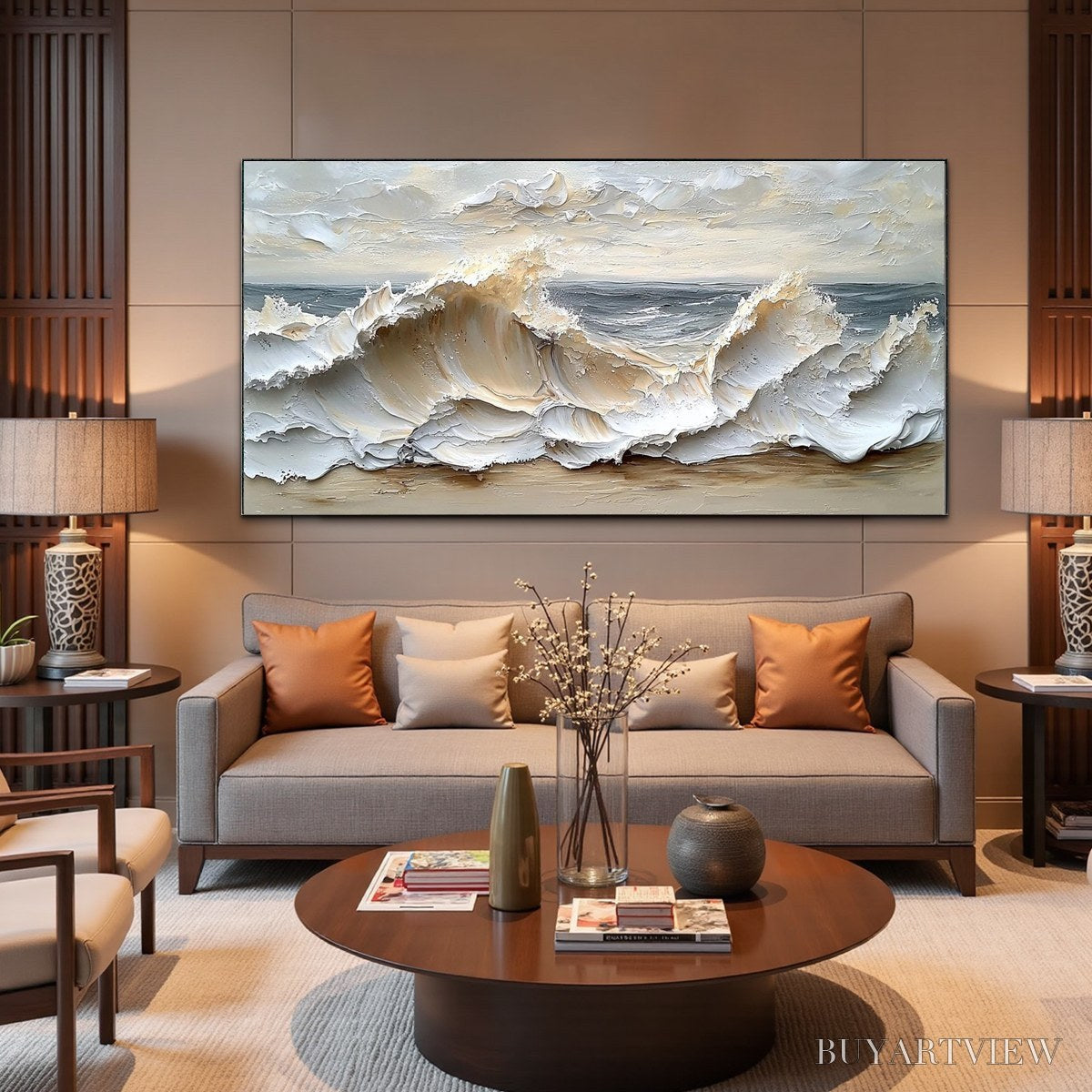 ARTOVITAS Ocean'S Embrace – Textured Impasto Coastal Wave Oil Painting - image 6