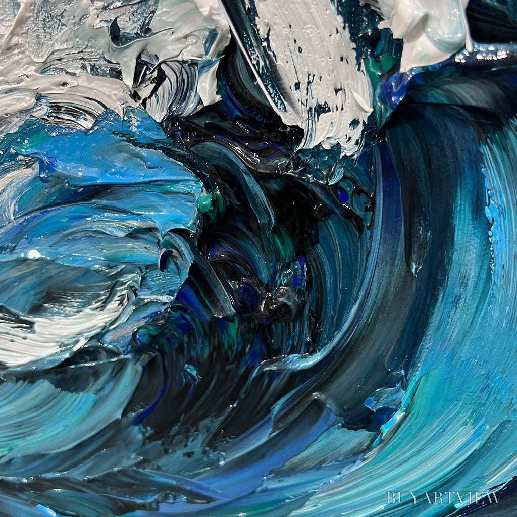ARTOVITAS Crashing Wave – Textured Impasto Ocean Wave Oil Painting - image 3
