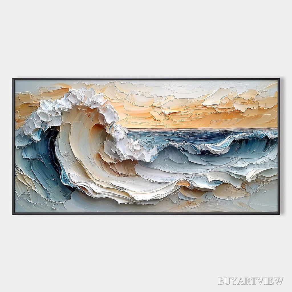 ARTOVITAS Frozen Tide – Textured Abstract Blue and White Oil Painting - image 1