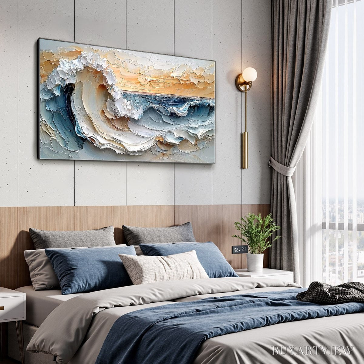ARTOVITAS Frozen Tide – Textured Abstract Blue and White Oil Painting - image 4